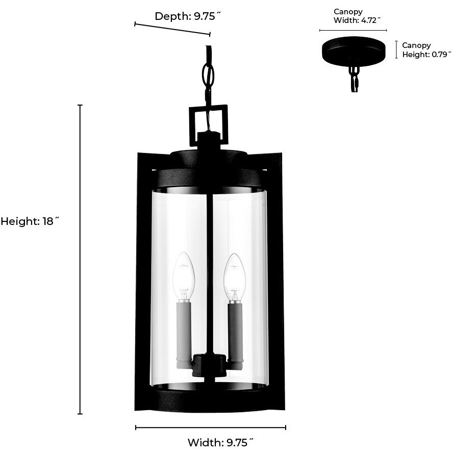 Ellway 2 Light 9.75 inch Textured Black Outdoor Hanging Lantern